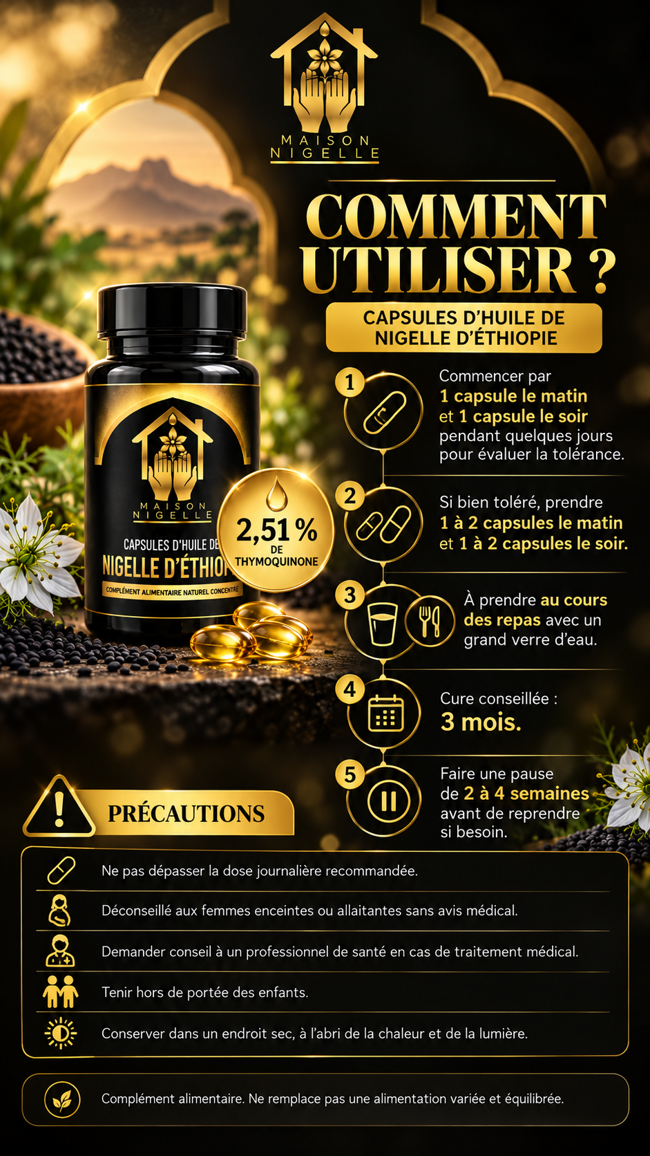 Capsules d’Huile de Nigelle d’Éthiopie 500 mg