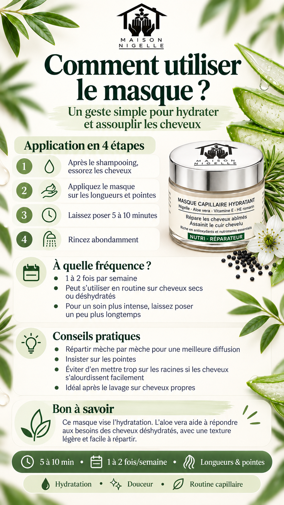 Masque Capillaire Hydratant à la Nigelle & Aloe Vera