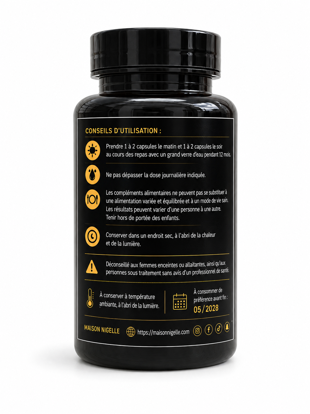 Capsules d’Huile de Nigelle d’Éthiopie 500 mg Pressée à Froid – Complément Alimentaire Naturel
