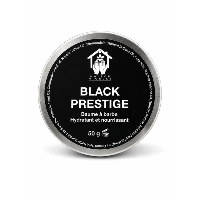 Pot de 50 g de baume à barbe Black Prestige à la nigelle, vue du dessus