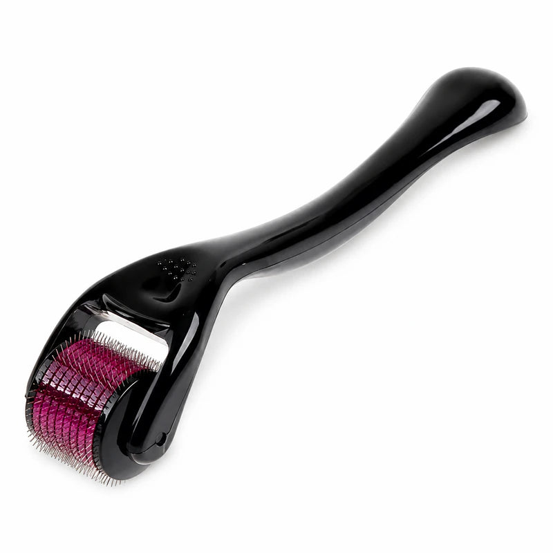 Derma Roller noir de 0,5 mm avec rouleau de 540 micro-aiguilles en acier