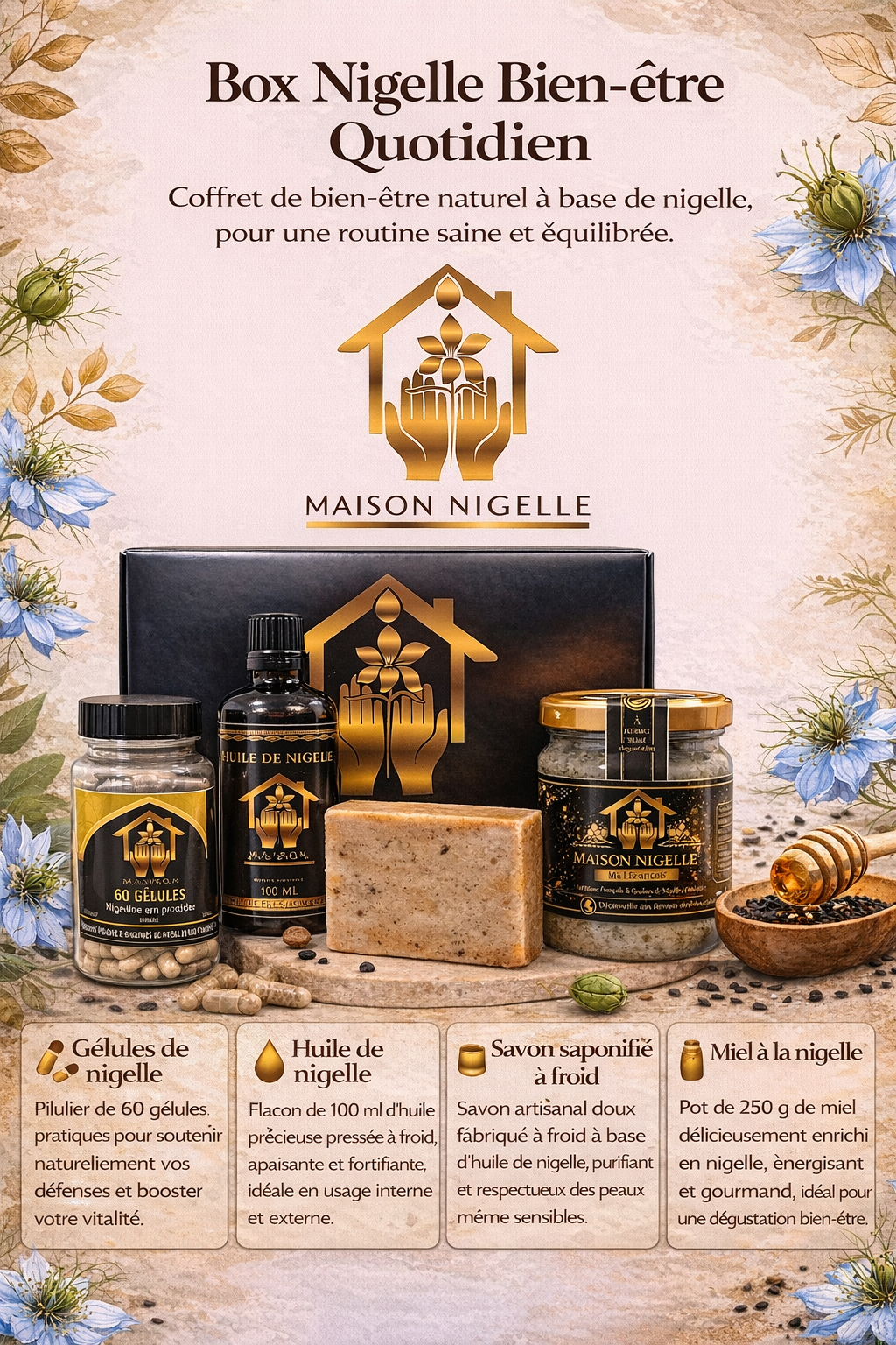 Box Nigelle Bien-être Quotidien – Coffret naturel à la nigelle pour santé, énergie & peau
