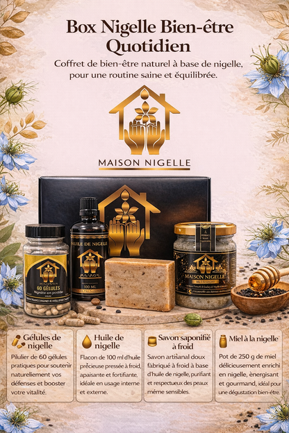 Box Nigelle Bien-être Quotidien – Coffret naturel à la nigelle pour santé, énergie & peau