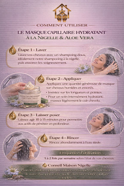 Masque Capillaire Hydratant à la Nigelle & Aloe Vera – Nutrition, Réparation et Brillance