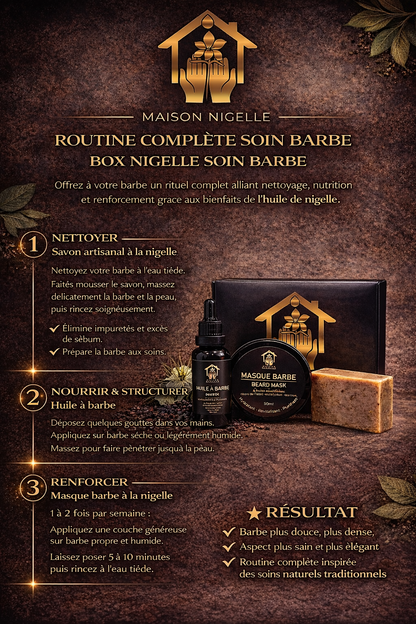 Box Nigelle Soin Barbe – Coffret naturel à la nigelle pour nettoyer, nourrir et fortifier la barbe