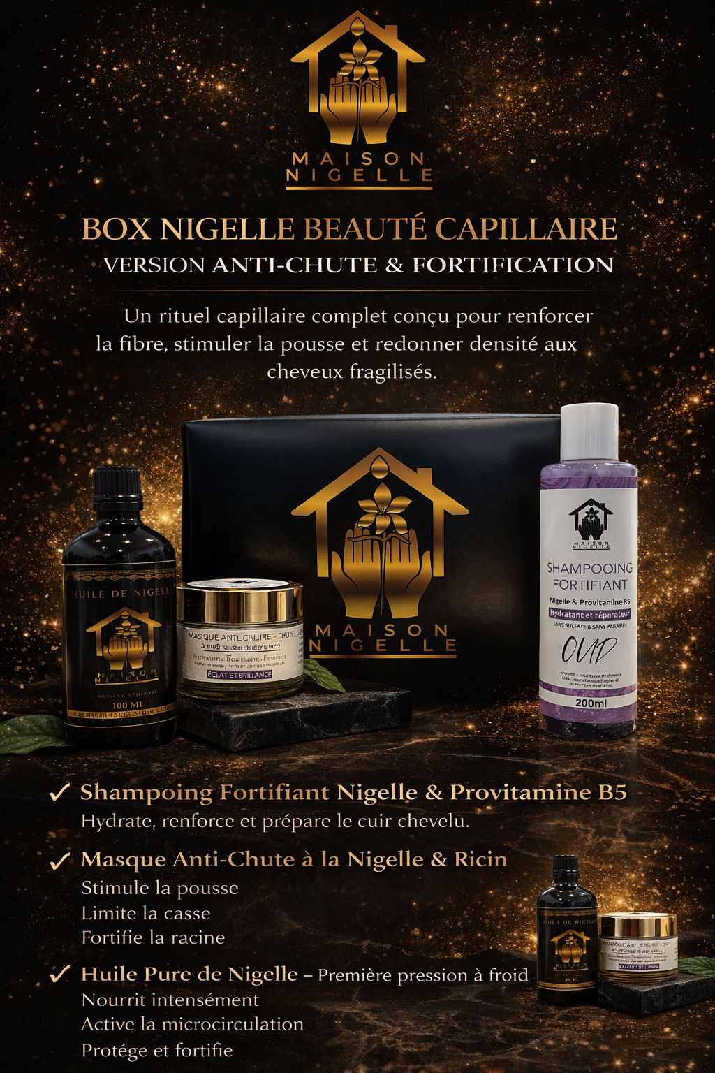 Box Nigelle Beauté Capillaire – Routine Complète Fortifiante & Réparatrice