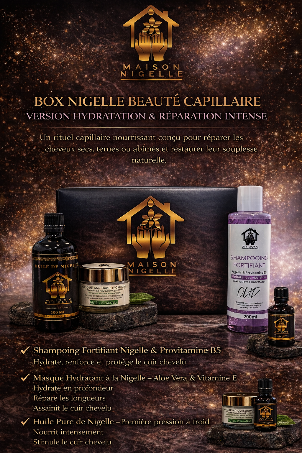 Box Nigelle Beauté Capillaire – Routine Complète Fortifiante & Réparatrice