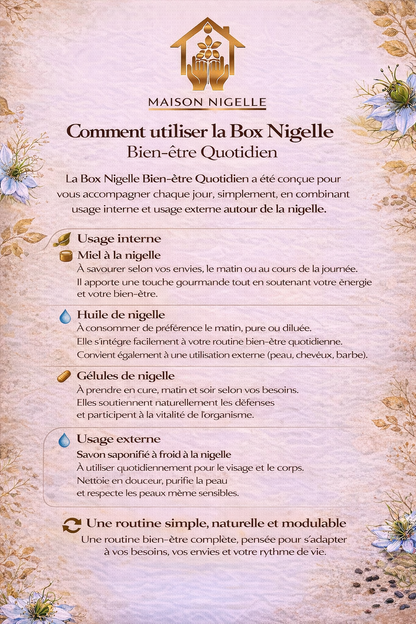 Box Nigelle Bien-être Quotidien – Coffret naturel à la nigelle pour santé, énergie & peau