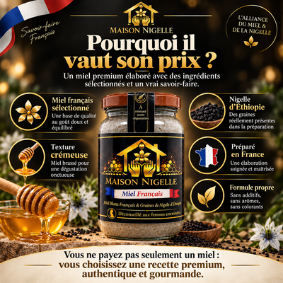 Miel au nigelle – Miel français & nigelle d’Éthiopie