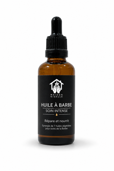 Huile à barbe à la nigelle & 7 huiles végétales – Nourrit, répare et adoucit la barbe (50 ml)