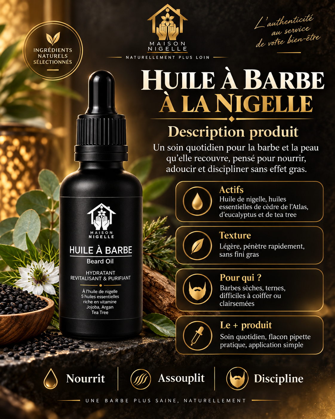 Huile à barbe à la nigelle