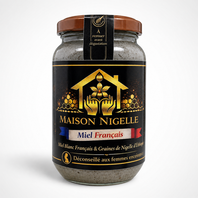 Miel Blanc Français à la Nigelle d’Éthiopie – Préparation Authentique 1 kg