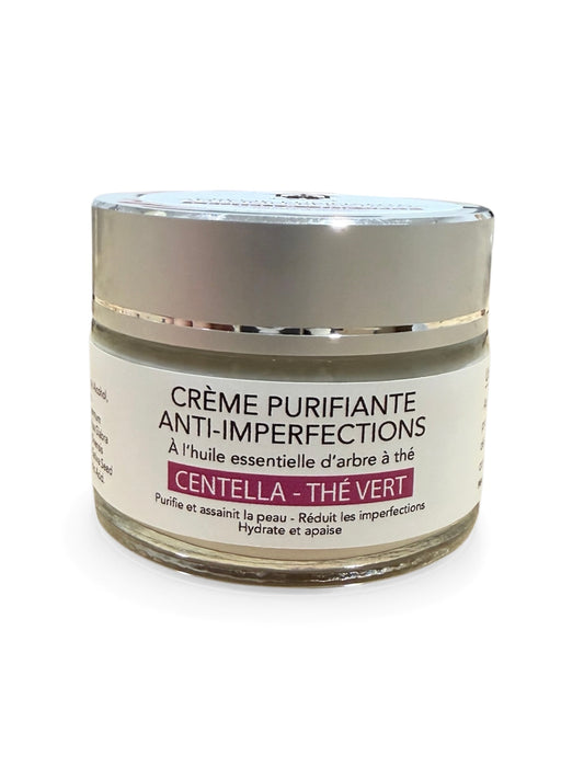 Crème visage à la nigelle anti-imperfections – Purifie, apaise et réduit les boutons (Centella & thé vert – 50 ml)