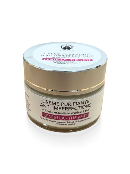 Crème visage à la nigelle anti-imperfections – Purifie, apaise et réduit les boutons (Centella & thé vert – 50 ml)