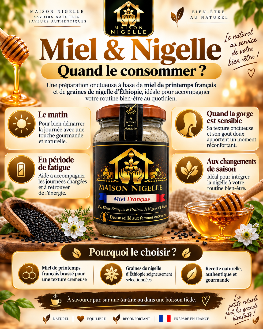 Miel au nigelle – Miel français & nigelle d’Éthiopie
