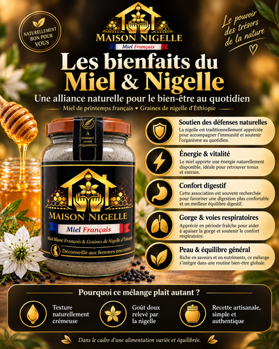 Miel au nigelle – Miel français & nigelle d’Éthiopie