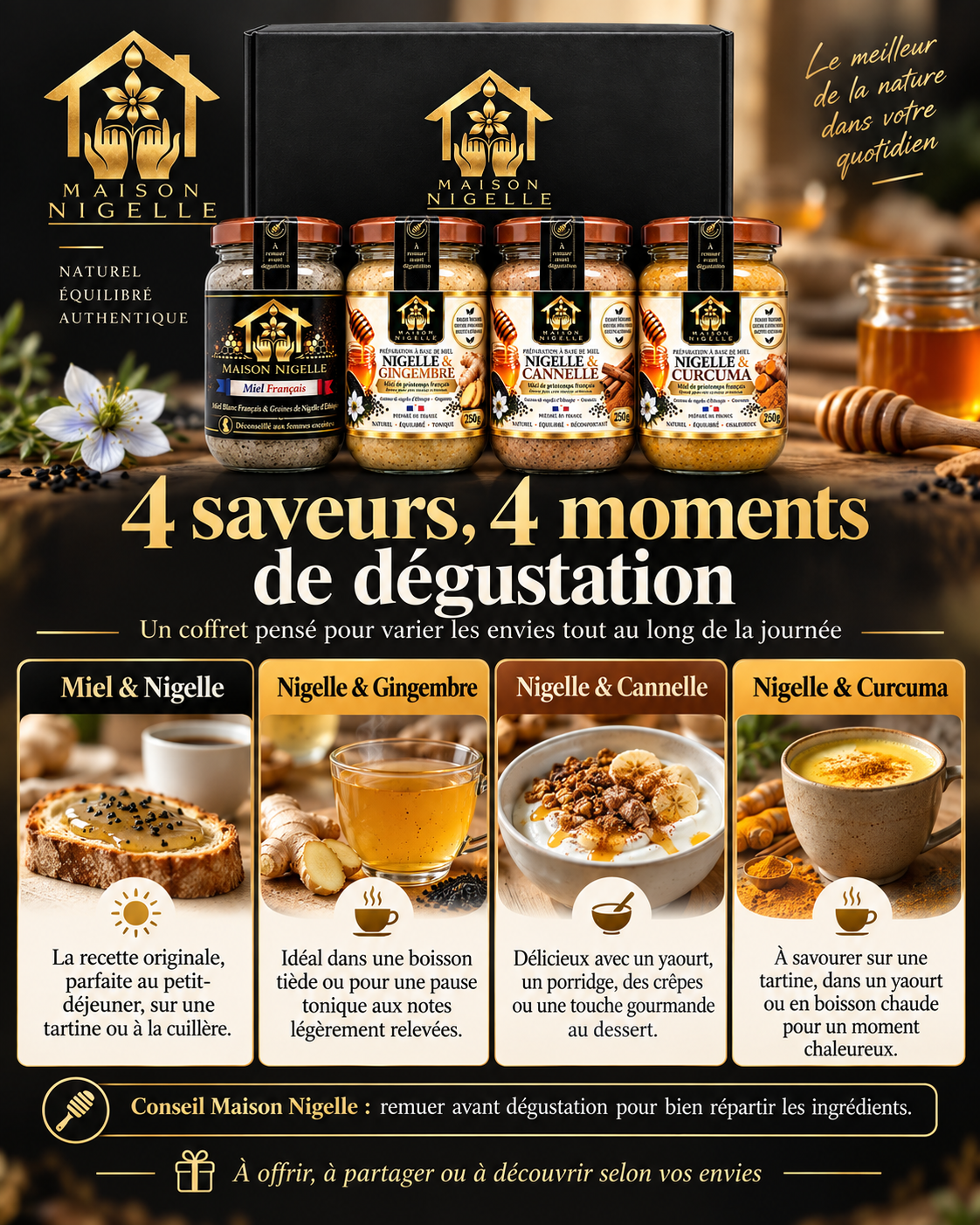 Coffret Découverte : 4 Miels au nigelle