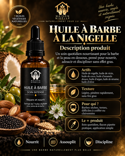 Huile à barbe à la nigelle soin intense