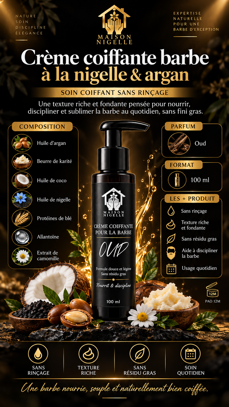 Crème Coiffante Barbe à la Nigelle & Argan