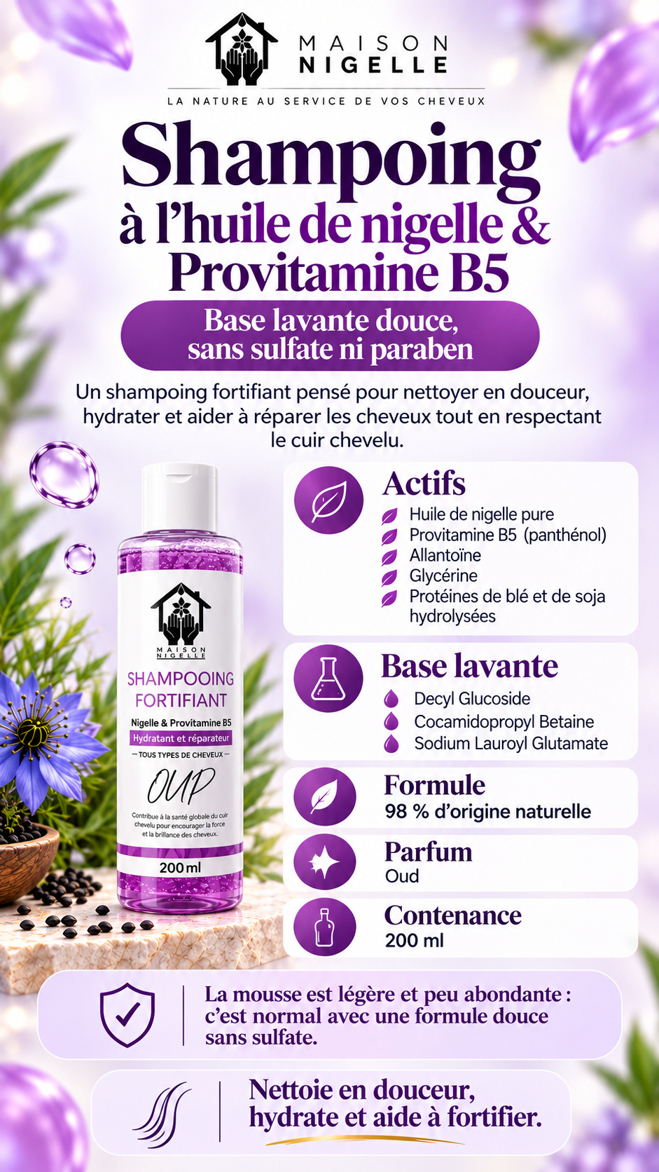 Shampooing à l’huile de nigelle & Provitamine B5