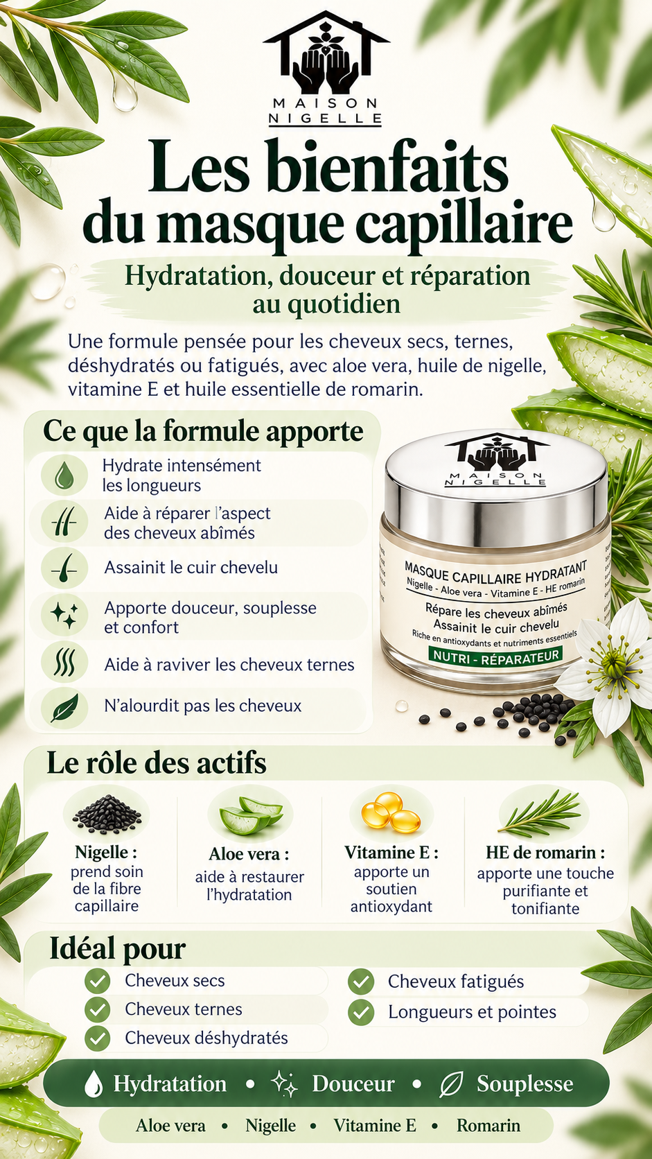 Masque Capillaire Hydratant à la Nigelle & Aloe Vera