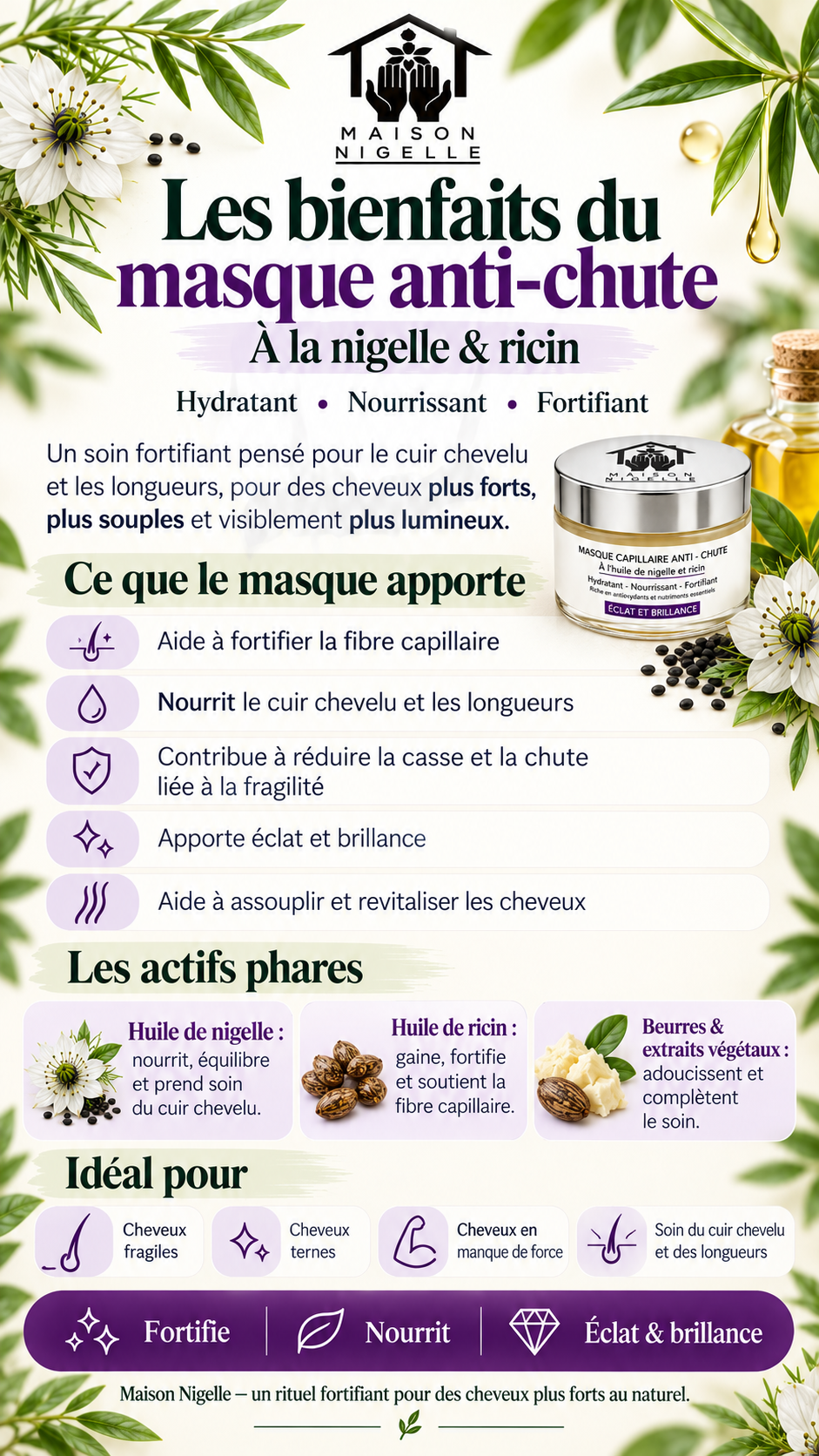 Masque Capillaire Anti-Chute à la Nigelle & Ricin