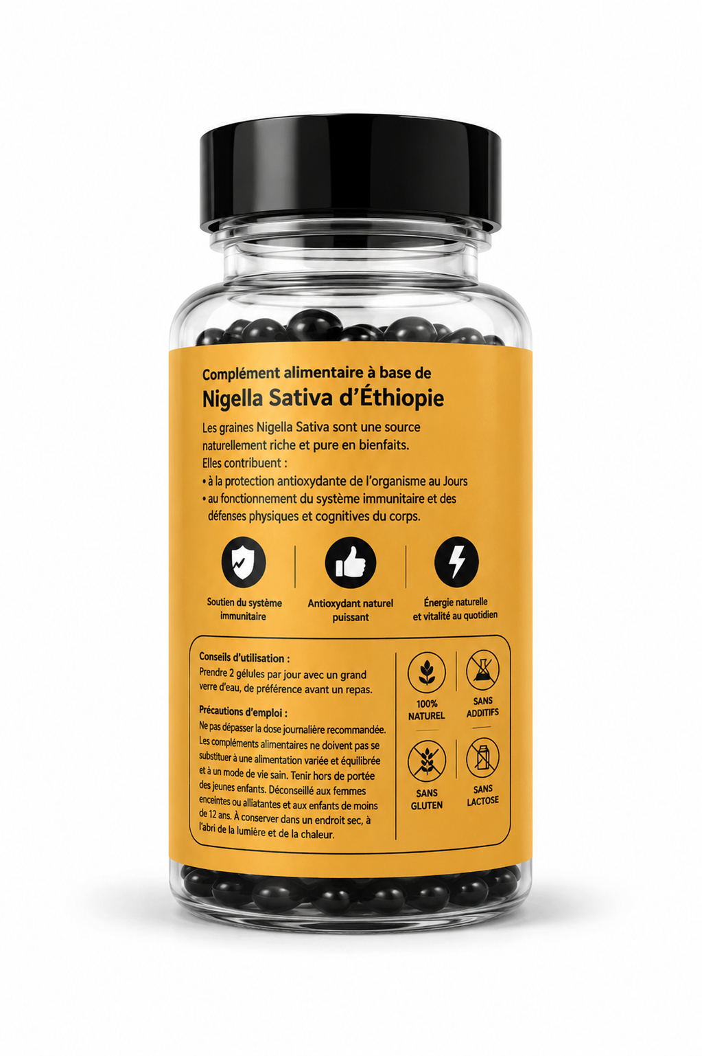 Gélules de Graines de Nigelle d’Éthiopie 500 mg – 60 Gélules Végétales HPMC – Complément Alimentaire