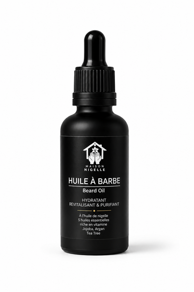 Huile à barbe à la nigelle – Favorise la pousse, hydrate et renforce la barbe