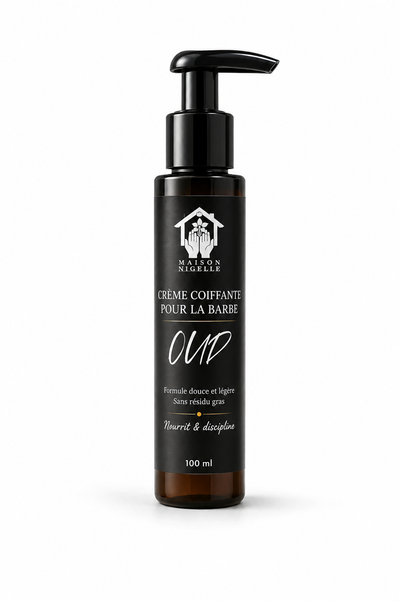 Crème Coiffante Barbe à la Nigelle & Argan – Nourrit, Discipline & Parfum OUD (100 ml)
