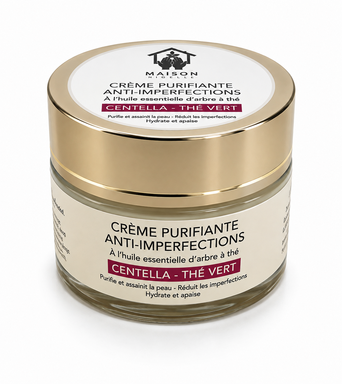 Crème visage à la nigelle anti-imperfections – Purifie, apaise et réduit les boutons (Centella & thé vert – 50 ml)